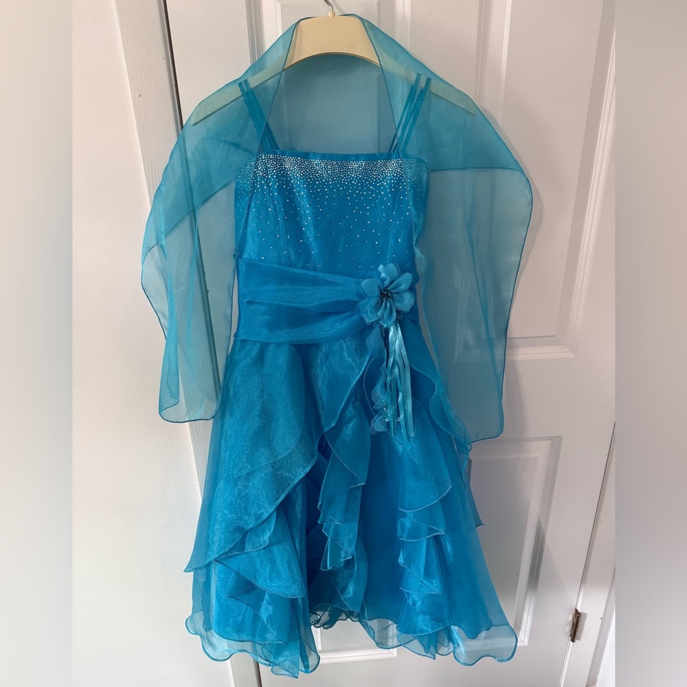 My Best Kid Size 9-10 Special Occasion Dress with Sheer Wrap
